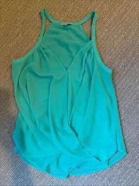 Naked Zebra Draped Halter Camisole - Aqua Teal